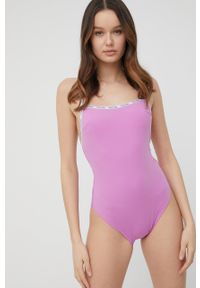Calvin Klein strój kąpielowy kolor fioletowy lekko usztywniona miseczka. Kolor: fioletowy. Materiał: poliester, dzianina. Wzór: gładki #2