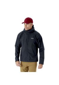Kurtka przeciwdeszczowa męska Rab Downpour Eco Jacket z kapturem. Typ kołnierza: kaptur. Kolor: czarny