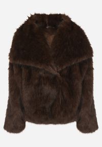 Born2be - Brązowa Oversizowa Kurtka Futerko z Szerokim Kołnierzem Reilia. Kolor: brązowy. Materiał: futro. Styl: klasyczny, elegancki #7