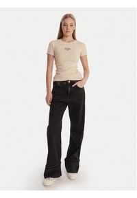 Guess Jeans T-Shirt W6RP21 KA0H1 Beżowy Slim Fit. Kolor: beżowy. Materiał: bawełna #5