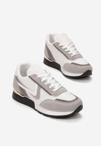 Born2be - Białe Sneakersy Lametai. Nosek buta: okrągły. Zapięcie: sznurówki. Kolor: biały. Materiał: materiał, jeans, syntetyk, skóra ekologiczna, nubuk. Wzór: aplikacja. Obcas: na platformie