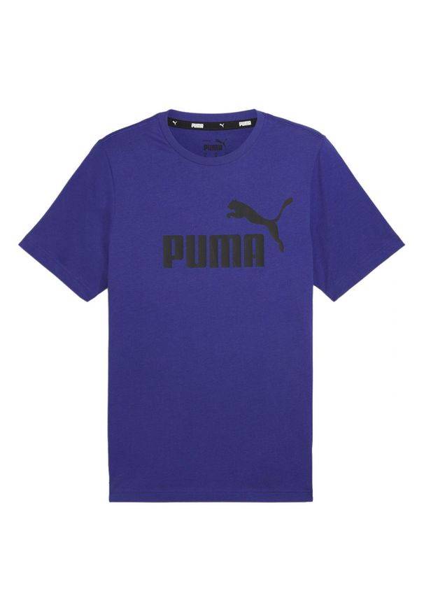Puma - T-shirt Męski Logo Essential. Kolor: fioletowy. Sport: turystyka piesza