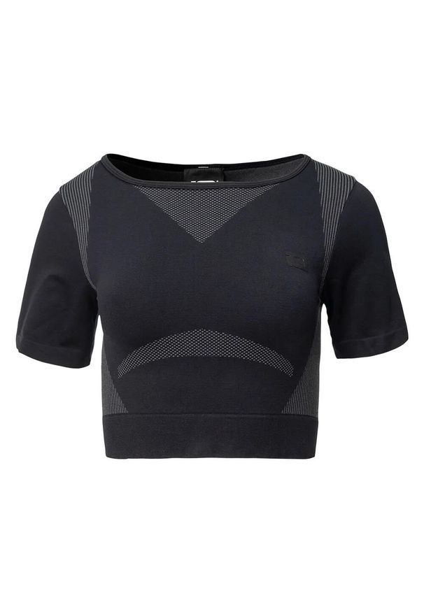 IQ - T-shirt Damski Cropped Ingel. Kolor: czarny. Sport: turystyka piesza