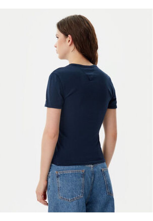 Tommy Jeans T-Shirt Nyc Ringer DW0DW20323 Granatowy Slim Fit. Kolor: niebieski. Materiał: bawełna