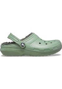 Klapki Crocs Classic Lined Clog. Kolor: zielony. Materiał: tkanina, guma #1