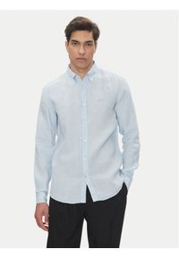 BOSS Koszula H-Roan-Bd-E-C1 50520283 Błękitny Slim Fit. Kolor: niebieski. Materiał: len