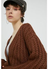 Noisy may - Noisy May kardigan damski kolor brązowy ciepły. Kolor: brązowy. Materiał: dzianina. Długość rękawa: długi rękaw. Długość: długie. Wzór: gładki #3