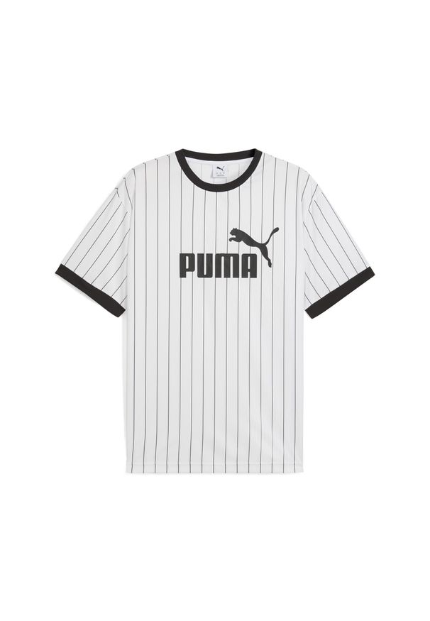 Puma - Męska koszulka Essentials w paski PUMA. Kolor: biały. Wzór: paski. Sport: fitness