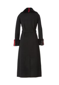 CASTELLANI - Czarny wełniany płaszcz z futerkiem. Kolor: czarny. Materiał: wełna, futro. Długość rękawa: długi rękaw. Długość: długie. Styl: klasyczny #4