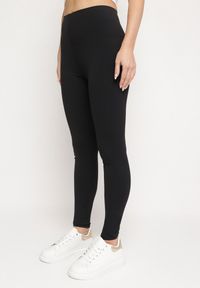 Born2be - Czarne Legginsy z Wysokim Stanem i Gumką w Pasie Norolia. Okazja: na co dzień. Stan: podwyższony. Kolor: czarny. Materiał: dzianina. Styl: wizytowy, elegancki, casual