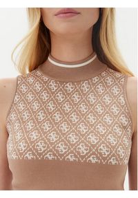 Guess Sweter W3YR26 Z37K0 Brązowy Regular Fit. Kolor: brązowy. Materiał: wiskoza