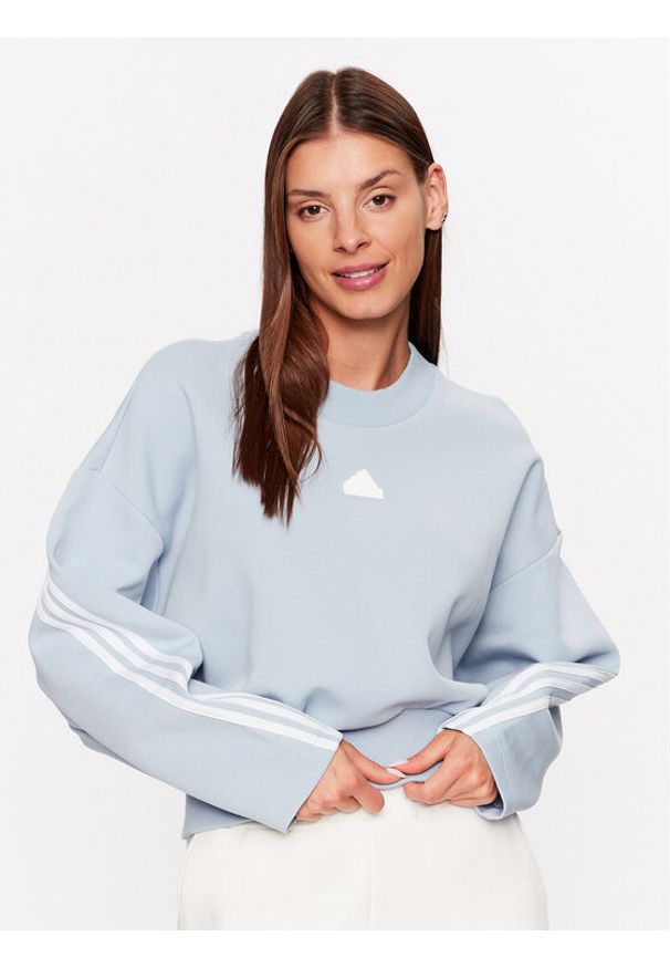 Adidas - adidas Bluza Future Icons 3-Stripes Sweatshirt IL3056 Niebieski Loose Fit. Kolor: niebieski. Materiał: bawełna