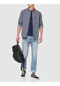 Lee - LEE RIVETED SHIRT RELAXED FIT MĘSKA KOSZULA MATERIAŁOWA W PASKI WASHED BLUE L66ITPLR 112116464. Materiał: materiał. Wzór: paski #4