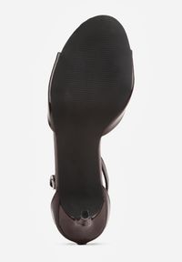 Renee - Brązowe Eleganckie Sandały na Szpilce z Paskiem z Klamerką Berose. Zapięcie: pasek. Kolor: brązowy. Obcas: na szpilce. Styl: elegancki. Wysokość obcasa: średni #6