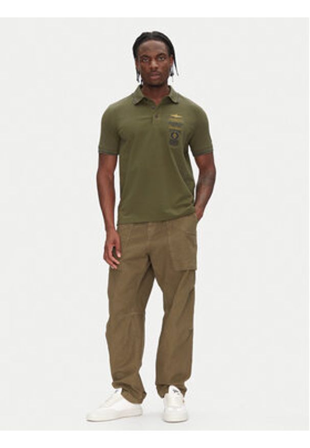 Aeronautica Militare Polo 251PO1853P191 Khaki Regular Fit. Typ kołnierza: polo. Kolor: brązowy. Materiał: bawełna