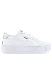 Buty Puma Karmen Distressed 38763602 - białe. Kolor: biały. Materiał: skóra ekologiczna, materiał, syntetyk. Szerokość cholewki: normalna. Obcas: na platformie