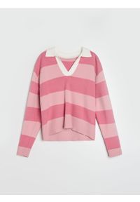 Sinsay - Sweter w paski - różowy. Kolor: różowy. Wzór: paski #1
