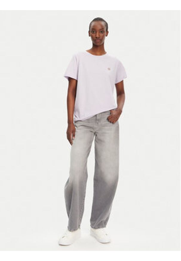 TwinSet - TWINSET T-Shirt 251TT2040 Fioletowy Regular Fit. Kolor: fioletowy. Materiał: bawełna