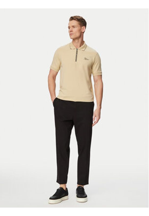 Karl Lagerfeld - KARL LAGERFELD Polo 745021 562221 Beżowy Regular Fit. Typ kołnierza: polo. Kolor: beżowy. Materiał: bawełna