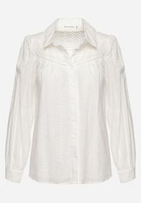 Born2be - Biała Bawełniana Koszula Ażurowa Tinoda. Kolor: biały. Materiał: bawełna. Wzór: ażurowy. Sezon: lato