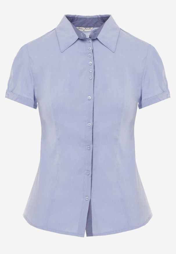 Born2be - Jasnoniebieska Koszula z Krótkimi Rękawkami Sierre. Kolor: niebieski. Długość rękawa: krótki rękaw. Długość: krótkie