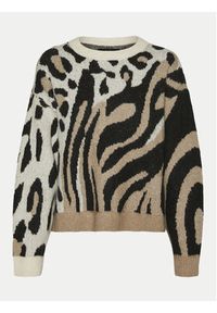 Vero Moda Sweter Kai 10310645 Beżowy Regular Fit. Kolor: beżowy. Materiał: syntetyk