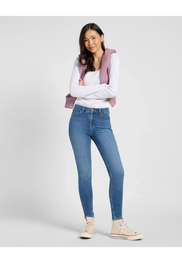 Lee - DAMSKIE SPODNIE LEE SCARLETT HIGH ZIP BLUE BUZZ 112370946