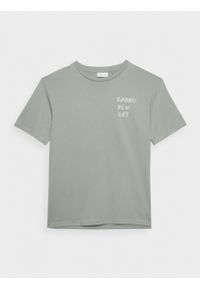outhorn - T-shirt z nadrukiem męski - miętowy. Okazja: na co dzień. Kolor: miętowy. Materiał: bawełna, dzianina. Wzór: nadruk. Styl: casual