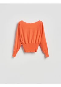 Reserved - Bluzka ze ściągaczem Nasa - pomarańczowy. Kolor: pomarańczowy. Materiał: dzianina, wiskoza #1