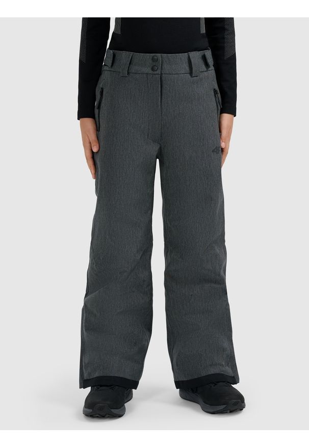 4f - 4F Spodnie snowboardowe membrana 10000 dziecięce - czarne 122 (6-7 lat). Kolor: czarny. Materiał: poliester, materiał. Wzór: gładki. Sezon: lato. Sport: snowboard