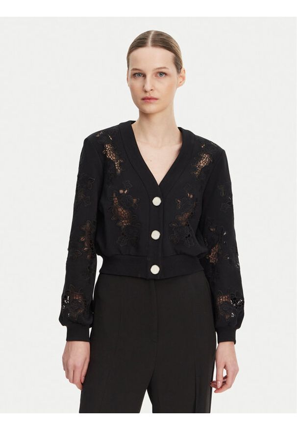 Guess Kardigan W5GQ11 KCWY1 Czarny Regular Fit. Kolor: czarny. Materiał: bawełna