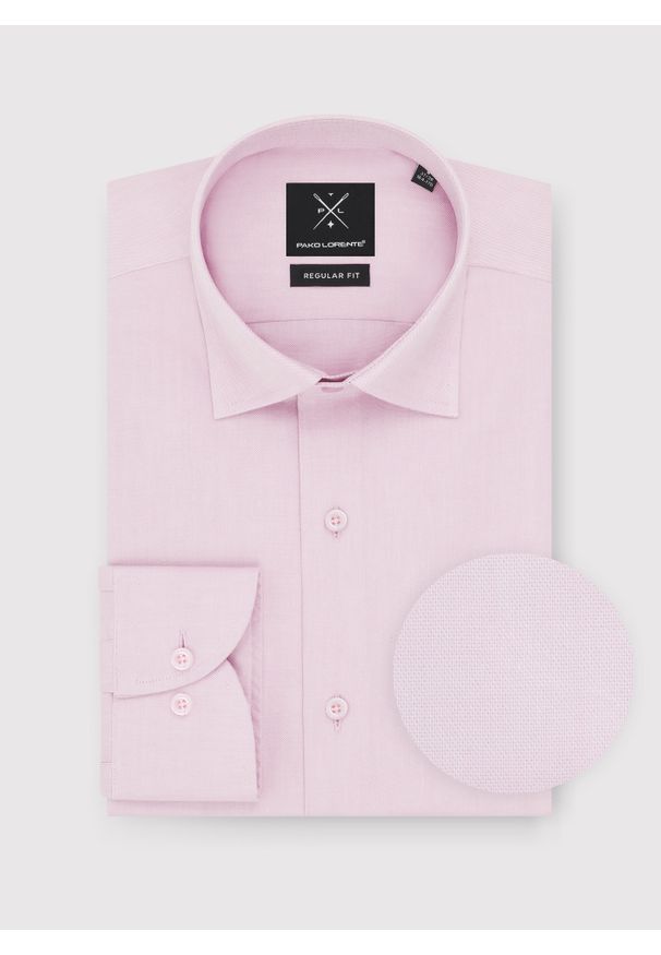 Pako Lorente - PAKO LORENTE – Koszula męska z długim rękawem w kolorze różowym. Typ kołnierza: kołnierzyk włoski. Kolor: różowy. Materiał: bawełna. Długość rękawa: długi rękaw. Długość: długie. Wzór: gładki. Styl: elegancki