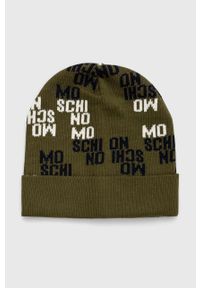 MOSCHINO - Moschino czapka wełniana kolor zielony wełniana. Kolor: zielony. Materiał: wełna
