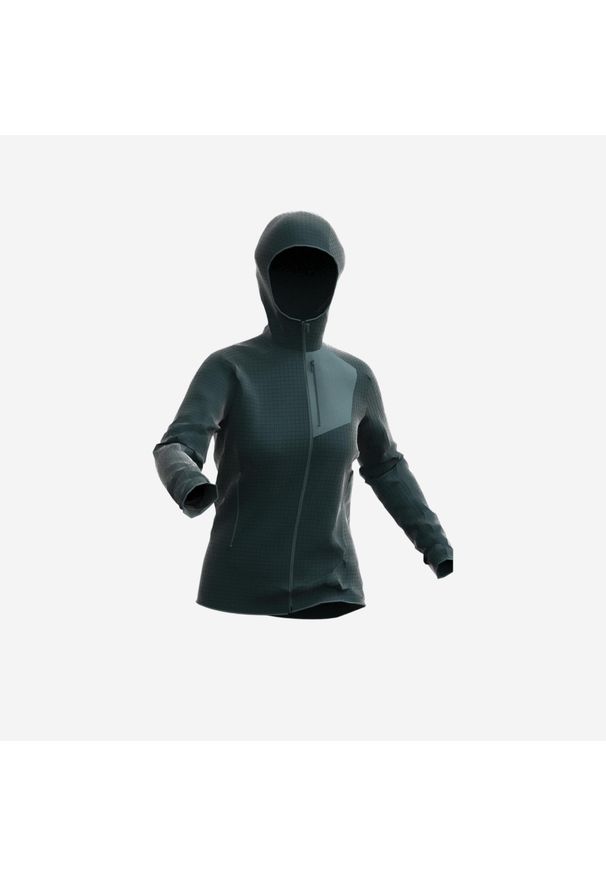quechua - Polar turystyczny damski Quechua MH500 zamek. Kolor: zielony, niebieski, wielokolorowy. Materiał: polar. Sport: turystyka piesza