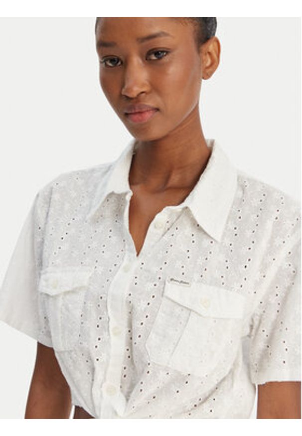 Guess Jeans Koszula W6GHA3 WO331 Biały Regular Fit. Kolor: biały. Materiał: bawełna