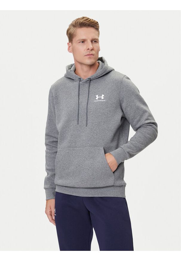 Under Armour Bluza UA Essential Fleece Hoodie 1373880 Szary Regular Fit. Kolor: szary. Materiał: bawełna