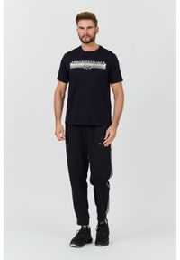 Armani Exchange - ARMANI EXCHANGE Granatowy męski t-shirt ze srebrnym logo, Rozmiar XXL. Kolor: niebieski #6