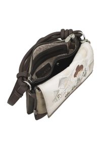 Listonoszka damska Anekke, z klapką z dekoracyjnym nadrukiem i krótką rączką z ozdobnymi węzłami wyposażona w dodatkowy pasek na ramię, wielokolorowa. Kolor: biały. Wzór: nadruk. Styl: casual, elegancki. Rodzaj torebki: na ramię #3