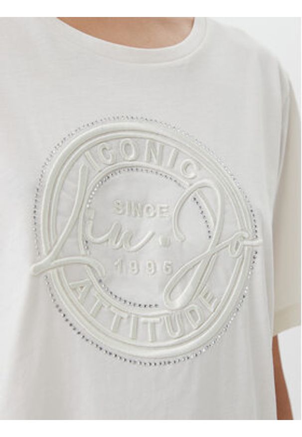 Liu Jo Sport T-Shirt TA5174 JS923 Écru Regular Fit. Materiał: bawełna. Styl: sportowy