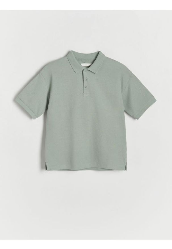 Reserved - T-shirt polo - jasnozielony. Typ kołnierza: polo. Kolor: zielony. Materiał: dzianina, bawełna