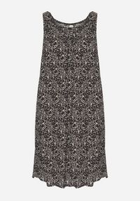 Born2be - Czarna Rozkloszowana Sukienka z Bawełny w Abstrakcyjny Wzór Annivione. Kolor: czarny. Materiał: bawełna. Długość rękawa: na ramiączkach. Styl: elegancki, klasyczny #2