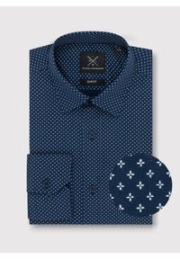 PAKO LORENTE – Granatowa koszula w drobny wzór P24SF-1X-027-G-S - Pako Lorente. Okazja: na co dzień. Kolor: niebieski. Materiał: elastan, jeans. Styl: casual #8