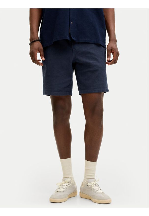 Jack & Jones Szorty materiałowe Jaiden 12295862 Granatowy Relaxed Fit. Kolor: niebieski. Materiał: bawełna