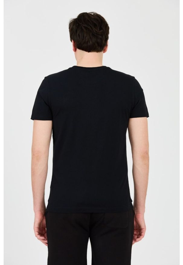 La Martina - LA MARTINA Czarny męski t-shirt z dużym logo, Rozmiar XL. Kolor: czarny