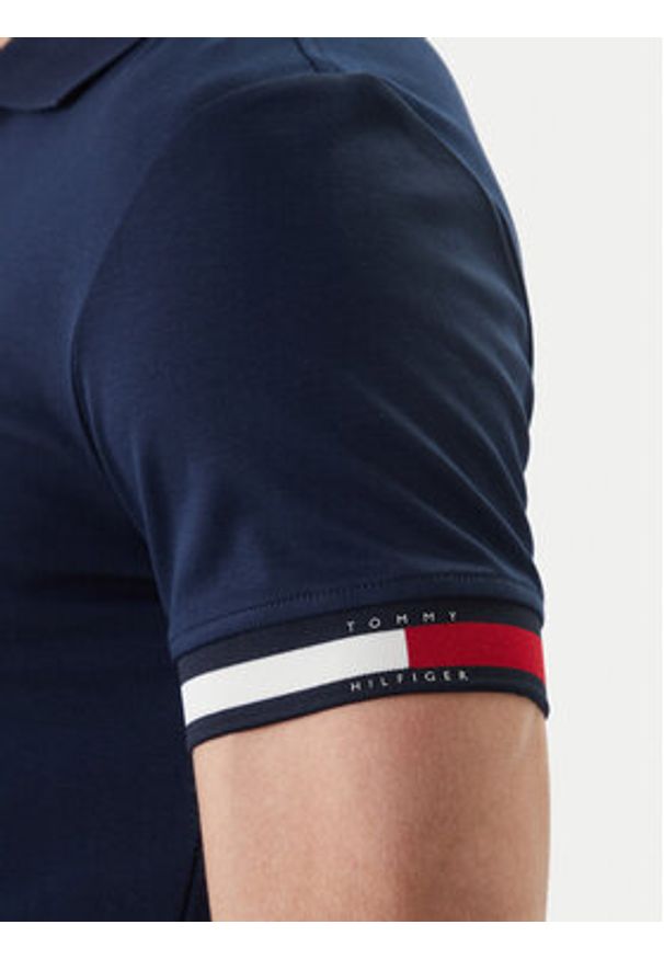 TOMMY HILFIGER - Tommy Hilfiger Polo MW0MW42743 Granatowy Slim Fit. Typ kołnierza: polo. Kolor: niebieski. Materiał: bawełna