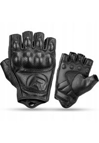 ROCKBROS - Rękawice motocyklowe Rockbros skórzane bez palców z ochroną na kostki czarne. Kolor: czarny. Materiał: skóra. Sport: kolarstwo