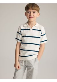 Reserved - T-shirt polo - złamana biel. Typ kołnierza: polo. Materiał: dzianina, bawełna #1