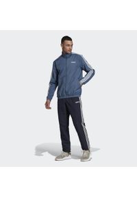 Adidas - Dres adidas Woven Cuffed, Niebieski, Mężczyźni. Kolor: niebieski. Materiał: dresówka. Sport: fitness