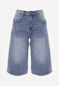 Renee - Niebieskie Jeansowe Szorty Casual Typu Jorts z Bawełną i Domieszką Wiskozy Polaera. Okazja: na co dzień. Kolor: niebieski. Materiał: jeans, bawełna, wiskoza. Sezon: lato. Styl: casual #5