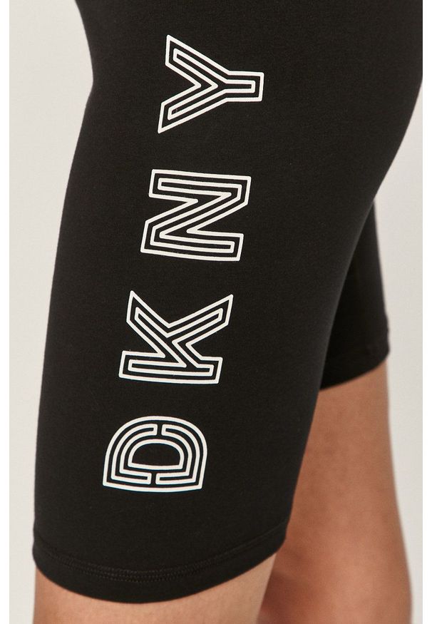 DKNY - Dkny - Szorty. Stan: podwyższony. Kolor: czarny. Materiał: dzianina. Wzór: nadruk